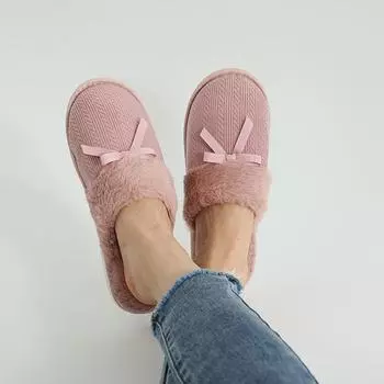 Теплые зимние плюшевые домашние тапочки для женщин Comwarm, новые мягкие удобные домашние хлопковые тапочки для женщин, повседневные меховые пушистые плоские тапочки 36-37 розовый