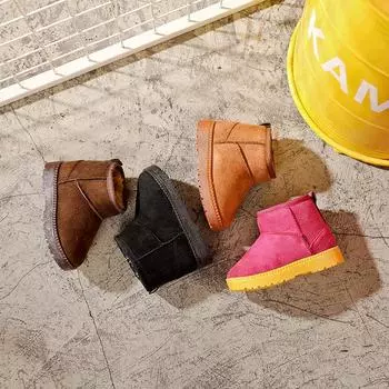 Теплые зимние сапоги из хлопка для мальчиков и девочек и мам, зимние милые женские хлопковые ботинки в детском стиле 22 чёрный