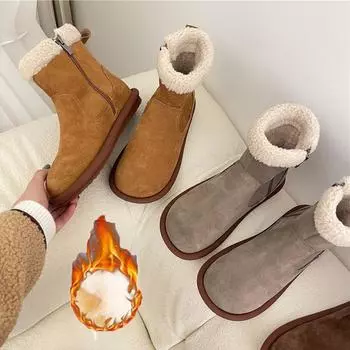 Теплые зимние сапоги. Женские зимние сапоги 2023 года. Новые хлопковые сапоги на толстой плюшевой подошве. 35 темно-коричневого