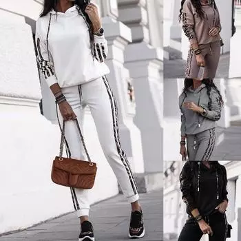 Теплые зимние женские теплые брюки с капюшоном с длинными рукавами и костюм на шнурке M чёрный