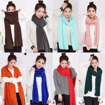 Теплый 2019 новый популярный шарф вязаный унисекс высокое качество 1 шт женский толстый длинный однотонный мужской зимний изящный ювелирный синий