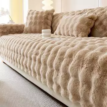 Теплый бархатный чехол для дивана, имитация кроличьей шерсти, толстый плюш, зимняя диванная подушка, утолщенный пузырчатый бархатный чехол для дивана в гостиную 70X70