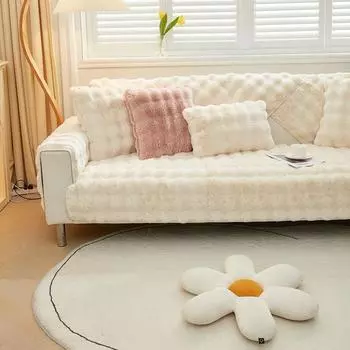 Теплый бархатный чехол для дивана, коврик для дивана из искусственного меха кролика, толстый плюшевый коврик для дивана, подушка для дивана на зиму, чехлы для дивана для гостиной 70X70