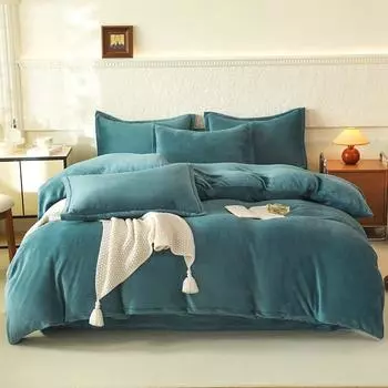 Теплый бархатный пододеяльник, приятный для кожи, однотонный пододеяльник, покрывало для домашнего белья, домашний постельный комплект (Нет наволочки) Single 150x200cm 1pc