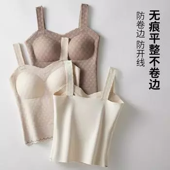 Теплый бархатный утолщенный кружевной жилет с подкладкой для груди, встроенная внутренняя чашечка, нижняя часть рубашки, нижнее белье, верх L (recommended 80-52.5 kg)