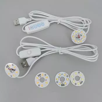 Теплый белый DC 5 В 3 Вт USB светодиодные лампы 2835 чип одноцветный ночник для чтения настольная лампа для планшета выключатель питания кабель с регулировкой яркости white 2pcs 31mm