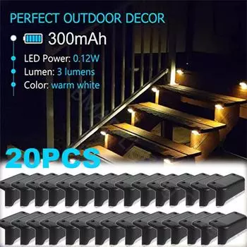 Теплый белый светодиодный солнечный светильник для лестницы, уличные садовые фонари, водонепроницаемый светильник для балкона, украшение для патио, лестницы, ограждения, светильник White Light-Brown 1PC