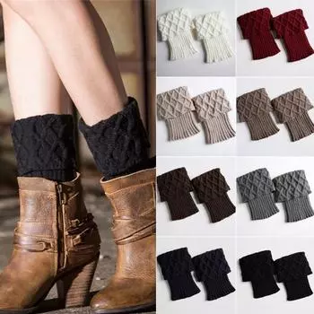 Теплый чехол для ботинок, женские вязаные крючком гетры до колена, однотонные гетры, зимние женские перчатки, леггинсы белый