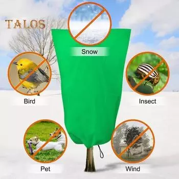 Теплый чехол для растений, защита сада от заморозков, многоразовый зимний чехол с завязкой для уличных растений, деревьев, кустарников M зелёный