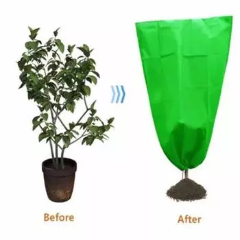 Теплый чехол Yousheng для сада, защита от заморозков, многоразовый зимний чехол с завязкой для уличных растений, деревьев, кустарников M зелёный