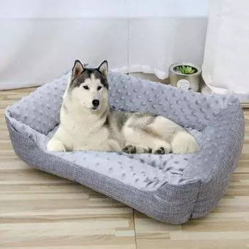 Теплый диван для сна для домашних животных, мягкий плюшевый диван-кровать для собак, практичный зимний диван-кровать для собак, зима M синий