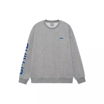 Теплый флисовый свободный свитер с принтом логотипа серии Li Ning Training, толстовка унисекс, серый цвет AWDRF44-5 XXL