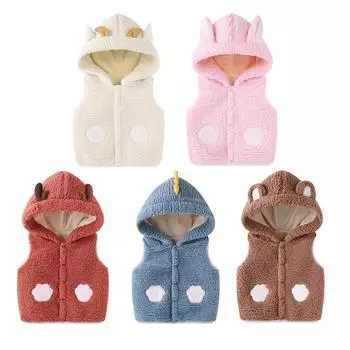 Теплый флисовый жилет с капюшоном для малышей 90
