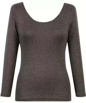 Теплый хлопок с начесом, эластичный материал, длинный, EL6813 BR [Wing/Wacoal] внутренняя одежда, смесь, подкладка, [Easy thermo] рукава 3/4, рукава, осень/зима