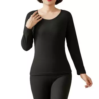 Теплый, холодный верх и низ, длинный, круглый, с термощеткой [MilaCorinna] женское нижнее белье, нижнее белье, комплект, рукав, однотонный, шея, нижнее белье, теплое,