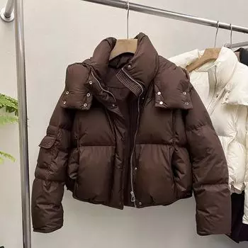 Теплый и мягкий: Женское хлопковое пальто с уникальным дизайном и утолщенной тканью S чёрный