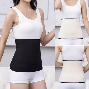 Теплый кашемировый пояс для талии, зимний термобелье, поддержка поясницы, пояснично-желудочная защита для женщин, облегчение менструальной боли XXL чёрный