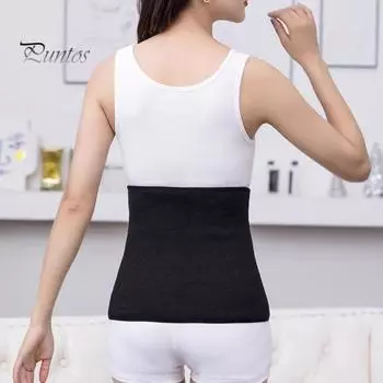 Теплый кашемировый пояс для талии, зимний термобелье, поддержка поясницы, пояснично-желудочная защита для женщин, облегчение менструальной боли XXL чёрный