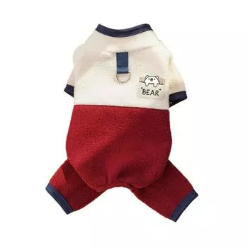 Теплый комбинезон для собаки с мультяшным узором медведя, пальто для питомца с капюшоном, пальто-шлейка для щенков и кошек S