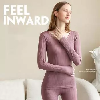 Теплый комплект, бесшовная красота, осенняя одежда и осенние брюки, новый теплый комплект нижнего белья на осень и зиму one size(40-65kg) чёрный