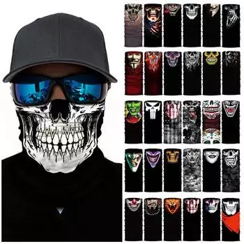 Теплый многоцелевой сменный мужской шарф-бандана, маска для лица, череп, лицо, открытый, 1 шт., снуд, волшебный унисекс, популярная шейная трубка для женщин 12
