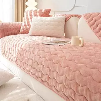 Теплый молочный бархатный коврик для дивана, новый зимний утолщенный противоскользящий зимний волнистый стиль, короткая плюшевая подушка, кожаный чехол для дивана, ткань 70x70cm