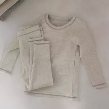 Теплый осенне-зимний детский пижамный комплект из хлопка - уютное нижнее белье для мальчиков и девочек 100 cm