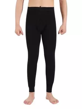 Теплый открытый для холодной погоды термобелье длинное стильное черное XL размер [THREEGUN] Нижнее белье, мужские брюки, спереди, 100% хлопок, брюки, колготки, нижнее белье,