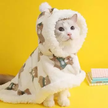 Теплый плащ с капюшоном для домашних животных, ветрозащитный плащ для домашних животных, одеяло для собак, накидка для дома и улицы M жёлтый