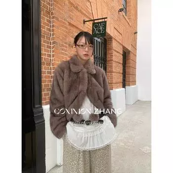 Теплый пушистый меховой комок с интегрированными скрытыми пуговицами на лацканах, универсальное короткое пальто для женщин S серый