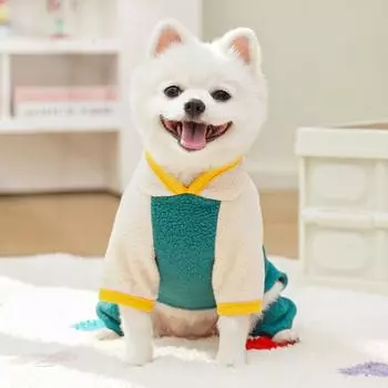 Теплый щенок шлейка пальто мультфильм медведь рисунок собака четвероногие штаны комбинезон для собак осень зима L синий