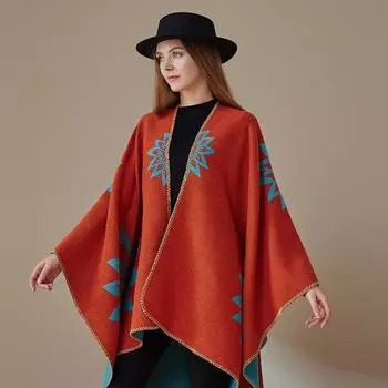 Теплый шарф Premium Sense Versatile Shawl Cape Женская простая утолщенная вязаная шаль 160-135