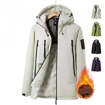 Теплый штурмовой костюм, мужская хлопковая куртка с капюшоном, ветрозащитный, водонепроницаемый, утолщенный альпинистский костюм XXXL белый