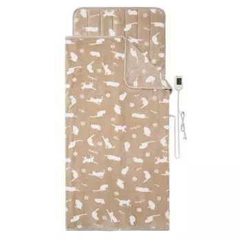 Теплый спальный коврик Sugibo с автоматическим таймером выключения, можно установить комнатную температуру, плавная регулировка температуры, бежевый чехол с рисунком кошки, Япония, 1200 г