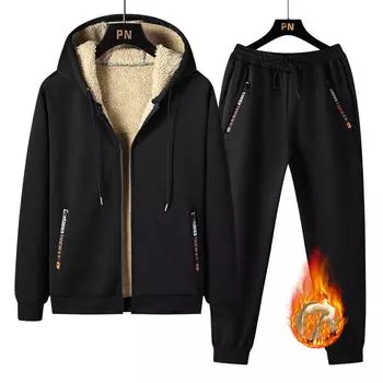 Теплый спортивный костюм для мужчин, 2 шт./компл., зимний спортивный костюм, тепловые толстовки, флисовый спортивный костюм, ветрозащитный спортивный костюм для бега в тренажерном зале, спортивная одежда S