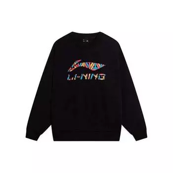 Теплый свитер с принтом цветного логотипа футбольной серии Li Ning, унисекс, черный AWDRB35-1 L