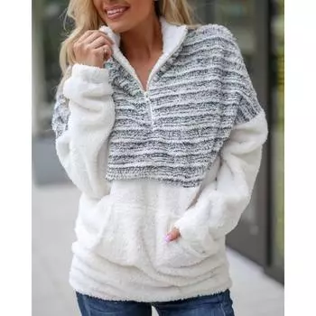 Теплый свитер-свитшот большого размера для женщин, осенне-зимний, теплый свитер-свитшот на молнии, цветной теплый свитер-свитшот 5XL