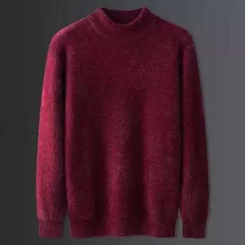 Теплый толстый свитер из норки, мужской, антипиллинговый, высококачественный, трикотажный свитер с высоким воротом, облегающий, с длинным рукавом, однотонный, трендовая мужская одежда S