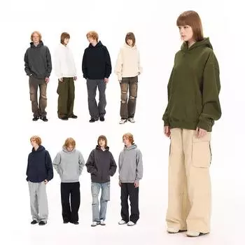 Теплый воздушный свитер однотонный свитер из флиса с утолщенным капюшоном для мужчин и женщин осень и зима S чёрный