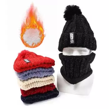 Теплый вязаный шарф из двух частей