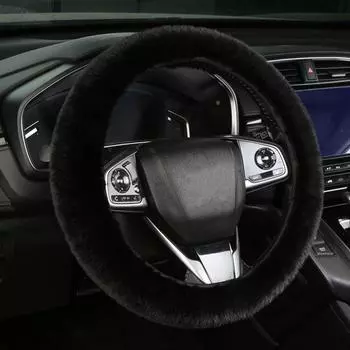 Теплый защитный чехол на руль, мягкий мех, автомобильные аксессуары, зимний автомобильный чехол на руль красный