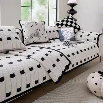 Теплый жаккардовый кубический флисовый противоскользящий чехол для дивана в гостиной, чехол для сиденья дивана, универсальный чехол для дивана, полотенце для мебели 70x70