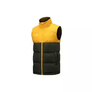 Теплый жилет без рукавов из хлопка с логотипом футбольной серии Li Ning, цветной блок, воротник-стойка, унисекс, цвет цитрусово-желтый AMMR015-1 XXL