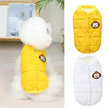 Теплый жилет для щенка, двуногий мягкий текстурированный зимний комбинезон с застежкой на пуговицы, ветрозащитный мультяшный согревающий зимний комбинезон для домашних животных L жёлтый