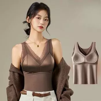 Теплый жилет из немецкого бархата для женщин на осень и зиму с подушкой для груди, интегрированный дизайн с толстой бархатной основой, облегающий крой и бесшовный верх L