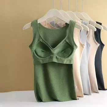 Теплый жилет из немецкого бархата для женщин с утолщенным бархатом и подушкой для груди, цельный, не требующий ношения бюстгальтера, верхняя часть для осени и зимы M