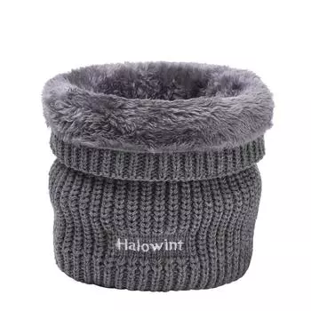 Теплый зимний шейный платок с флисовой подкладкой для пары в европейском и американском стиле, унисекс, однотонный, вышитый, вязаный шерстяной утеплитель для шеи One size