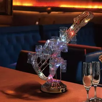 Tequila Ferris LED Sake Glass Чашка для саке Стеклянная светодиодная лампа для саке Легко создать название караоке нет Колесо, гитара, полка, держатель, подставка, дизайн, гитара,