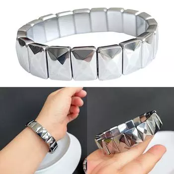 Терагерцовый браслет, прямоугольный браслет из бисера, ручная работа, блестящий регулируемый браслет из натурального терагерцового камня, ювелирные изделия-декор