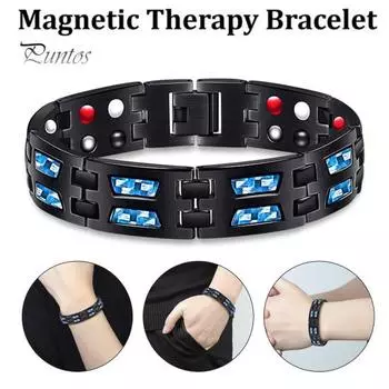 Терапевтический браслет Магнитный регулируемый ювелирный браслет с гальваническим покрытием против усталости чёрный